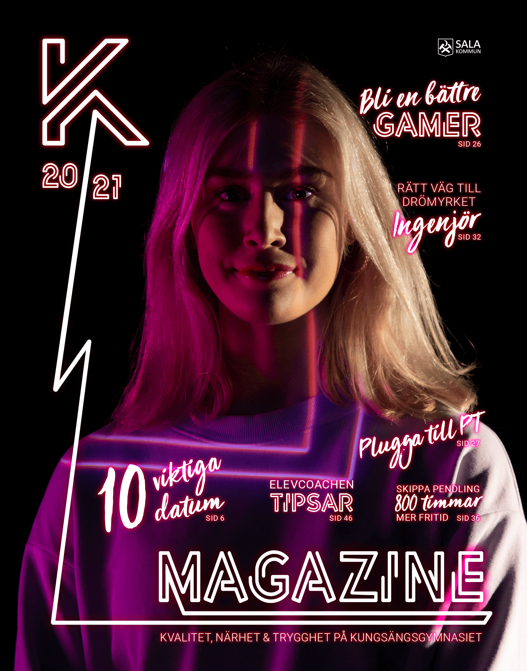 Omslaget på Kungsängsgymnasiets K Magazine inför läsåret 2021